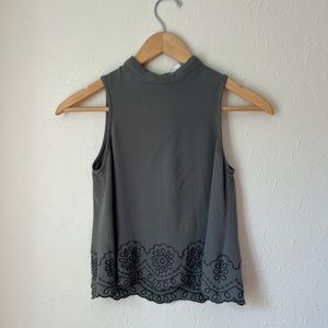 Sleeveless olive top